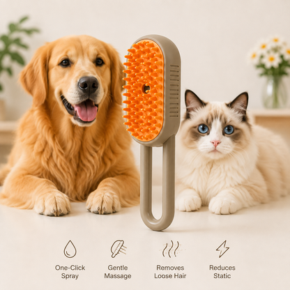 Shop the 3-in-1 PlushPaw™ grooming brush — one-click spray, gentle massage & effective hair removal for dogs and cats. Free US shipping.